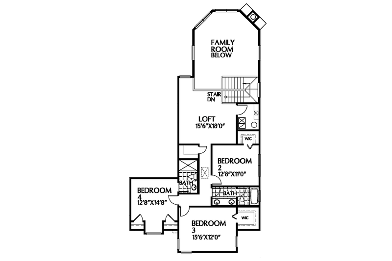 Home Plan - Floor Plan - Upper Floor for Mediterranean House Plan #999-22 - 4 bed, 4.5 bath