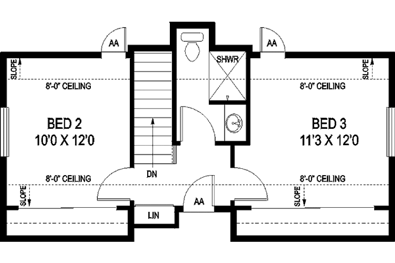 Home Plan - Floor Plan - Upper Floor for Country House Plan #60-718 - 3 bed, 2 bath