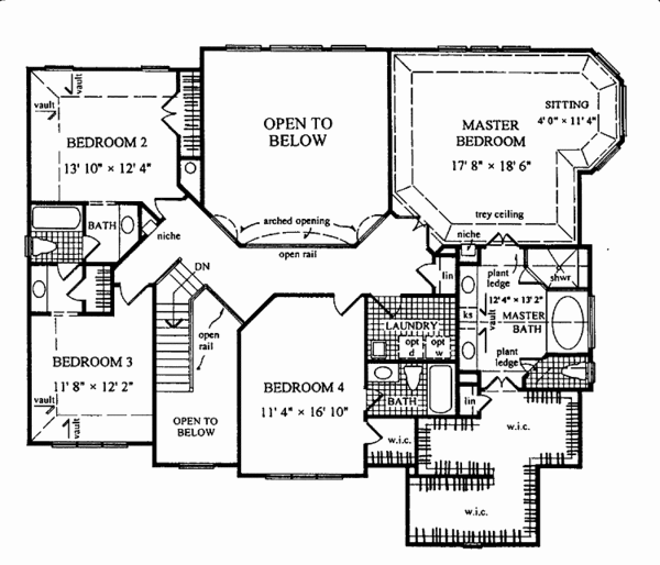 House Design - European Floor Plan - Upper Floor Plan #54-253