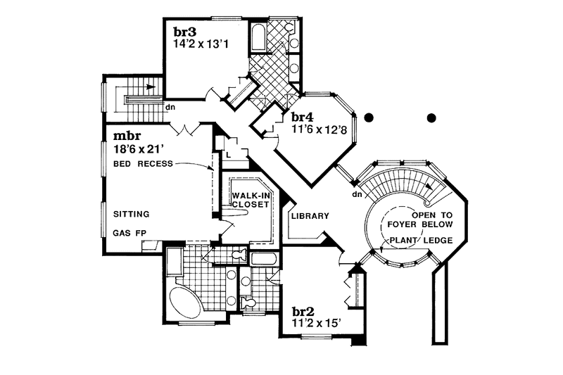 Home Plan - Floor Plan - Upper Floor for European House Plan #47-1010 - 4 bed, 5 bath