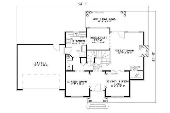 Floor Plan - Main Floor for Southern House Plan #17-630 - 3 bed, 2.5 bath