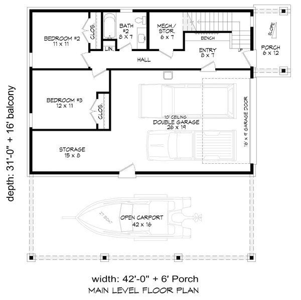 House Blueprint - Contemporary Floor Plan - Main Floor Plan #932-1314
