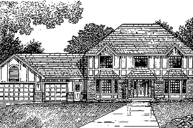 Dream House Plan - Tudor Exterior - Front Elevation Plan #51-762