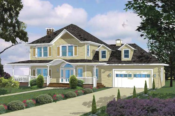 Exterior - Front Elevation 3 for Traditional House Plan #1042-7 - 3 bed, 2.5 bath