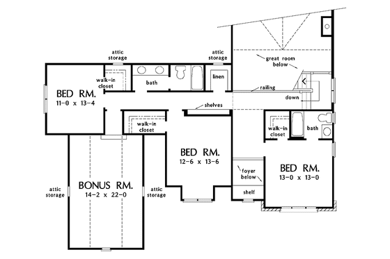Floor Plan - Upper Floor for Traditional House Plan #929-820 - 5 bed, 4 bath