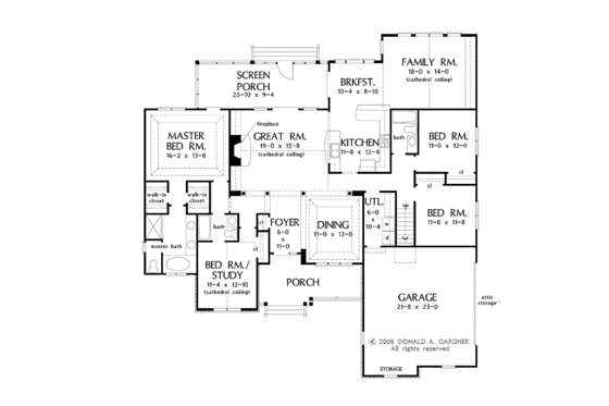 Floor Plan - Main Floor for Ranch House Plan #929-876 - 4 bed, 3 bath