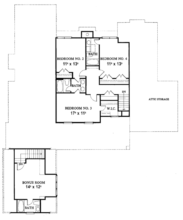 Dream House Plan - Country Floor Plan - Upper Floor Plan #429-357