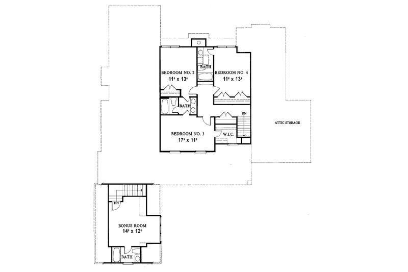 Dream House Plan - Floor Plan - Upper Floor for Country House Plan #429-357 - 4 bed, 3.5 bath
