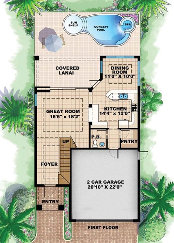 Mediterranean Floor Plan - Main Floor Plan #27-508