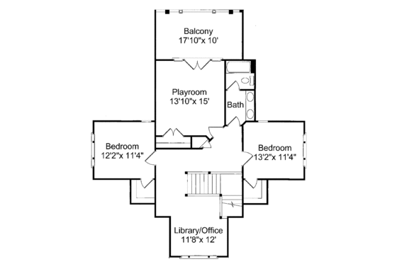 Floor Plan - Upper Floor for Country House Plan #37-257 - 3 bed, 2.5 bath