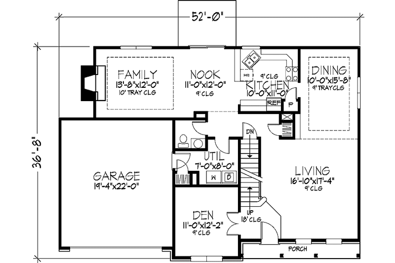 Home Plan - Floor Plan - Main Floor for Country House Plan #320-1422 - 4 bed, 2.5 bath