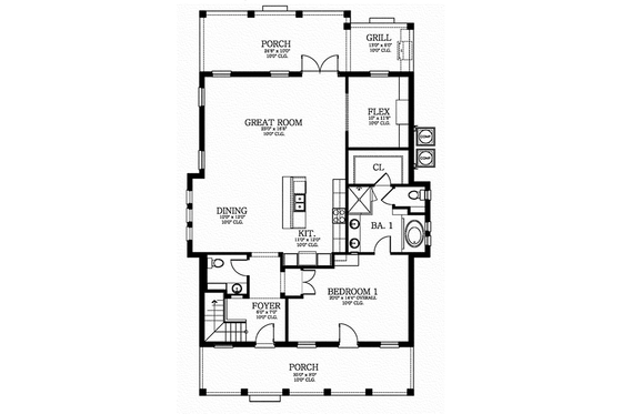 Floor Plan - Main Floor for Southern House Plan #1058-75 - 4 bed, 3.5 bath