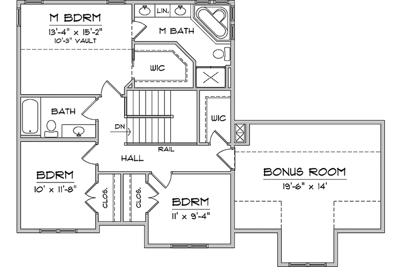 House Blueprint - Floor Plan - Upper Floor for Craftsman House Plan #981-10 - 3 bed, 2.5 bath