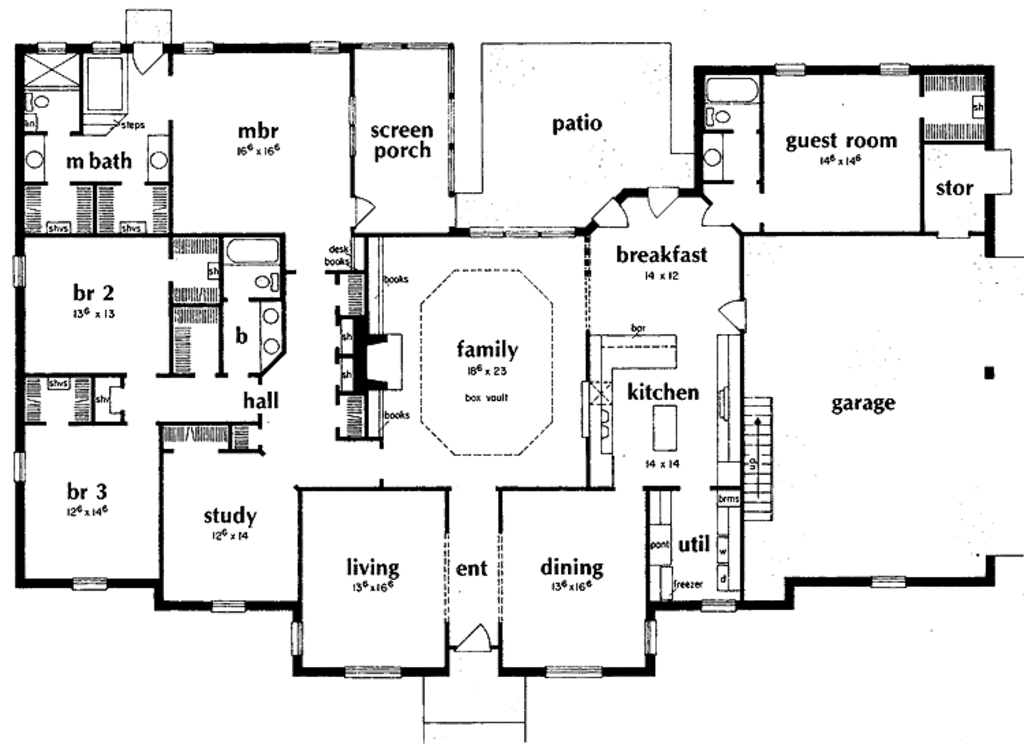 Ranch Style House Plan - 4 Beds 3 Baths 3231 Sq/Ft Plan #36-541