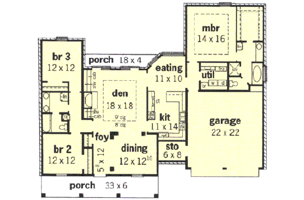 Southern Floor Plan - Main Floor Plan #16-144