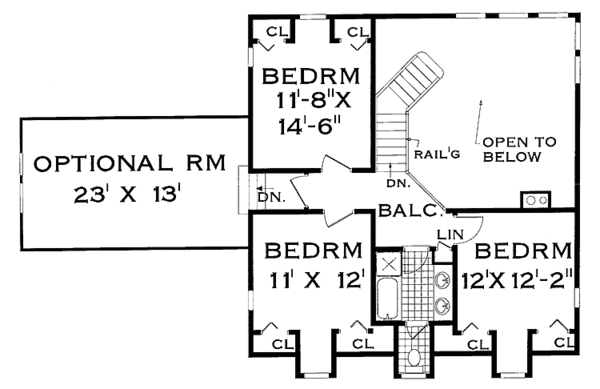 House Plan Design - Colonial Floor Plan - Upper Floor Plan #3-261