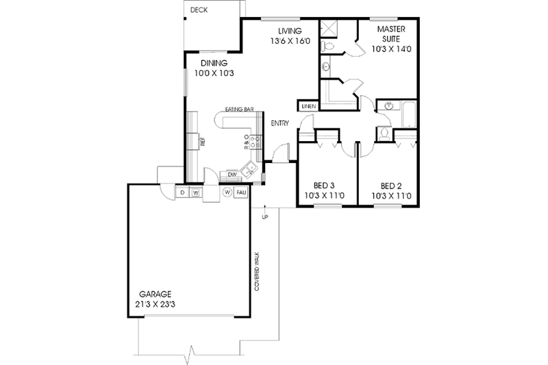 House Plan Design - Floor Plan - Main Floor for Traditional House Plan #60-447 - 3 bed, 2 bath