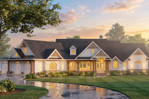 Exterior - Front Elevation for Cottage House Plan #54-692 - 3 bed, 3.5 bath
