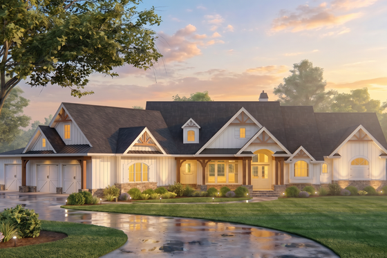 Exterior - Front Elevation for Cottage House Plan #54-692 - 3 bed, 3.5 bath