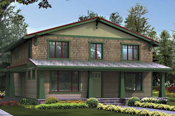 Exterior - Front Elevation 3 for Craftsman House Plan #132-405 - 3 bed, 2.5 bath