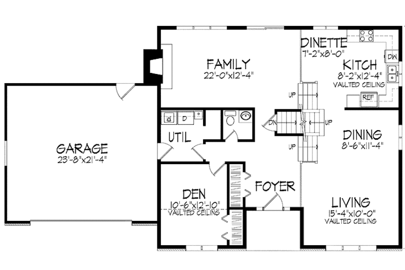 Dream House Plan - Floor Plan - Main Floor for Craftsman House Plan #51-694 - 3 bed, 2.5 bath