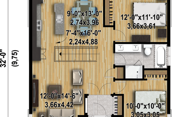 Exterior - Front Elevation 3 for Contemporary House Plan #25-4462 - 2 bed, 1 bath