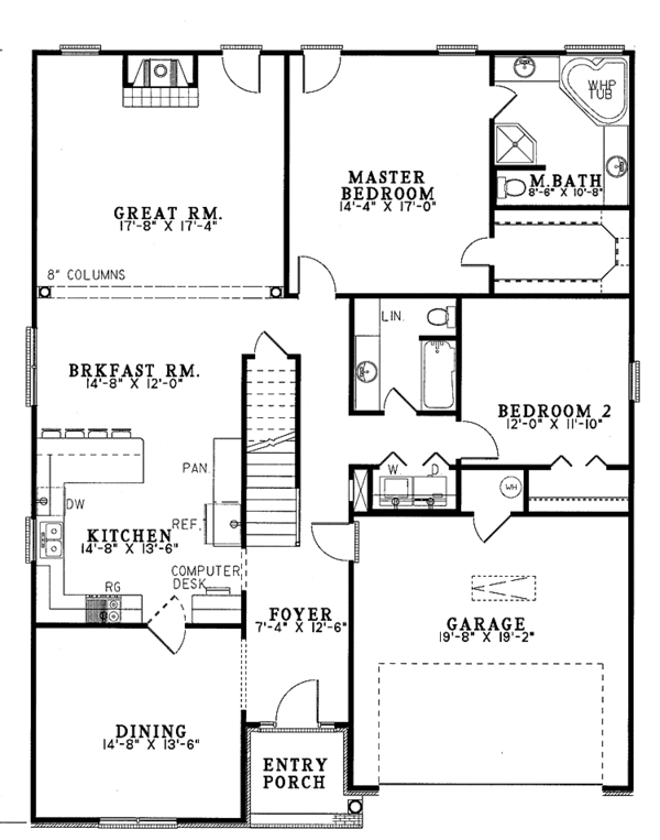 House Plan Design - Country Floor Plan - Main Floor Plan #17-2704