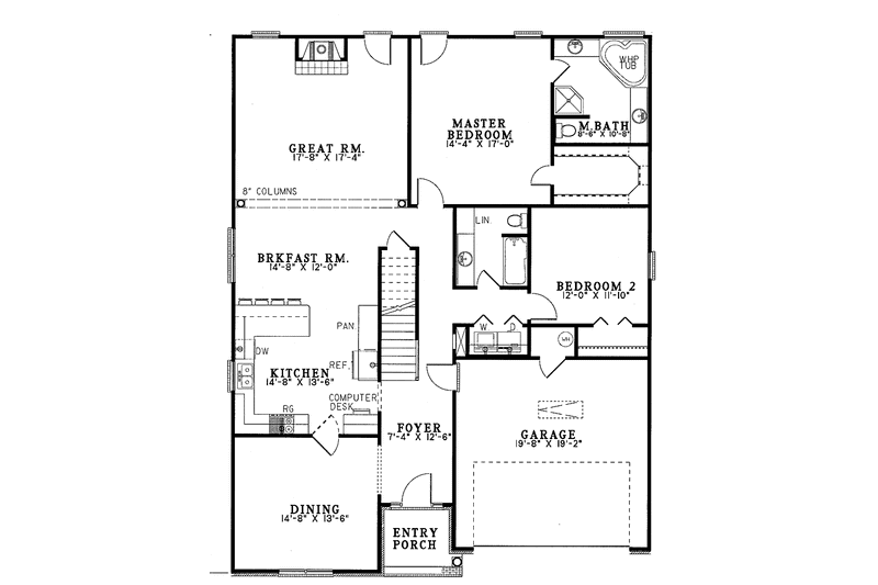 Home Plan - Floor Plan - Main Floor for Country House Plan #17-2704 - 3 bed, 2 bath