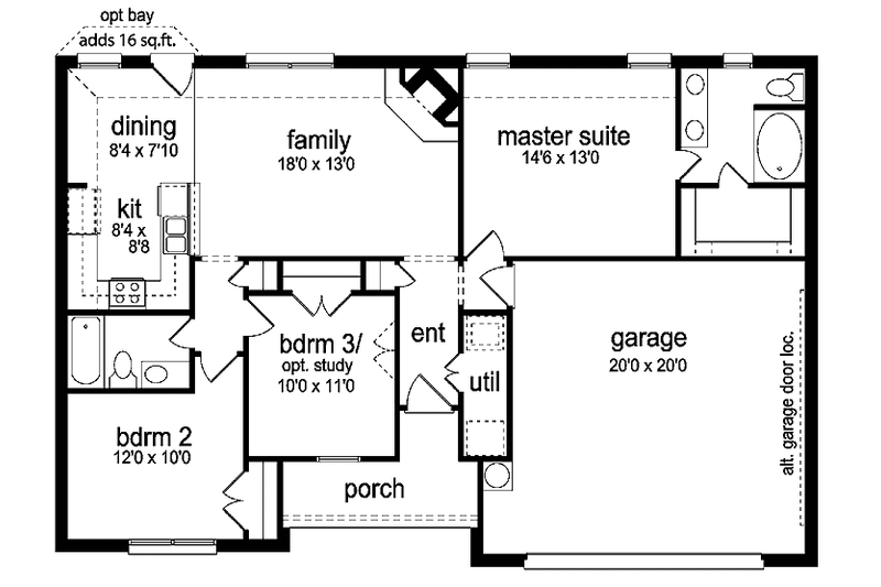 Home Plan - Floor Plan - Main Floor for Country House Plan #84-643 - 3 bed, 2 bath