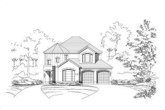 Exterior - Front Elevation for Mediterranean House Plan #411-589 - 4 bed, 2.5 bath