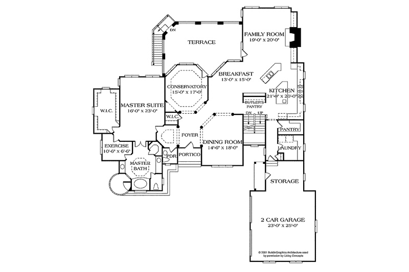 Home Plan - Floor Plan - Main Floor for European House Plan #453-404 - 4 bed, 4 bath