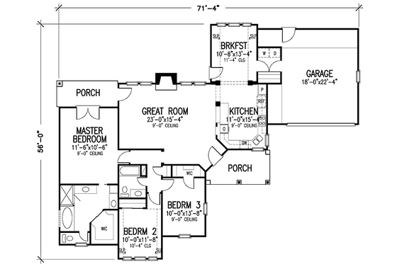 Floor Plan - Main Floor for European House Plan #410-3583 - 3 bed, 2 bath