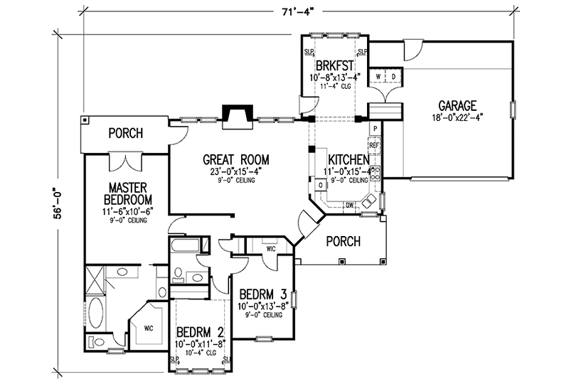 Home Plan - Floor Plan - Main Floor for European House Plan #410-3583 - 3 bed, 2 bath