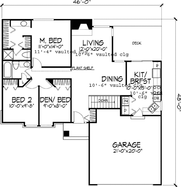 House Design - Ranch Floor Plan - Main Floor Plan #320-580