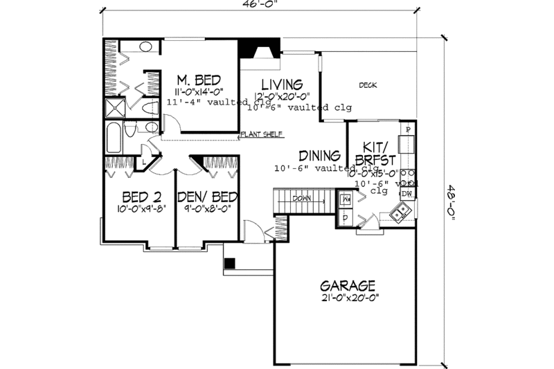 Dream House Plan - Floor Plan - Main Floor for Ranch House Plan #320-580 - 3 bed, 2 bath