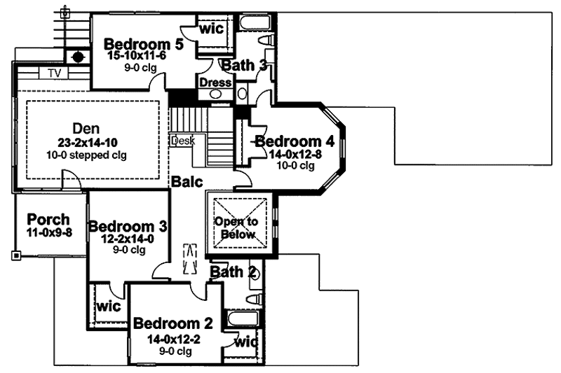 Home Plan - Floor Plan - Upper Floor for European House Plan #120-223 - 5 bed, 3.5 bath