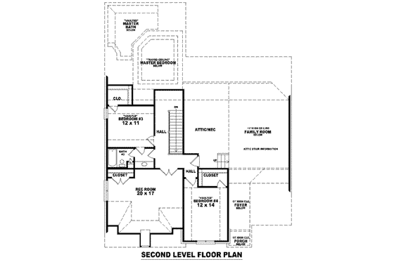 Floor Plan - Upper Floor for European House Plan #81-1114 - 4 bed, 3 bath