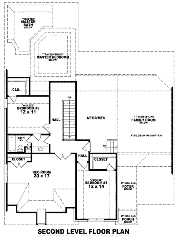 Floor Plan - Upper Floor for European House Plan #81-1114 - 4 bed, 3 bath