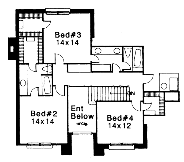 House Plan Design - Colonial Floor Plan - Upper Floor Plan #310-1038