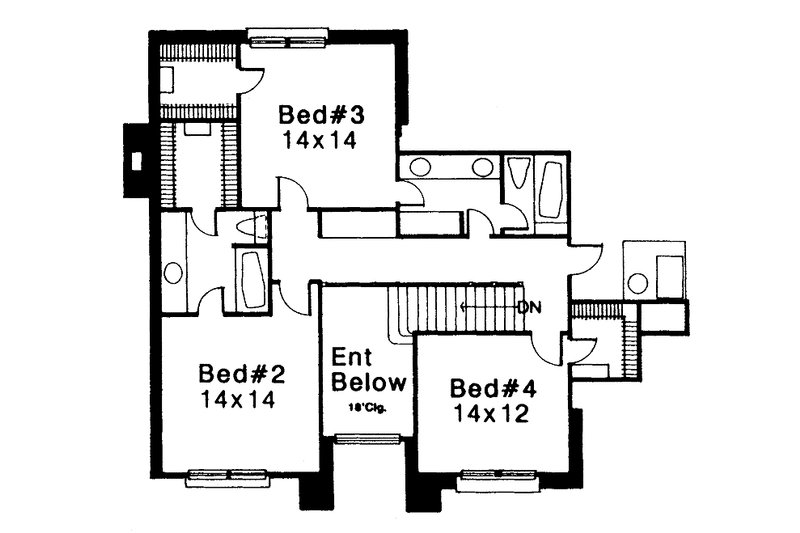 Dream House Plan - Floor Plan - Upper Floor for Colonial House Plan #310-1038 - 4 bed, 3.5 bath