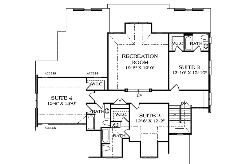 Home Plan - Floor Plan - Upper Floor for Craftsman House Plan #453-450 - 5 bed, 5.5 bath