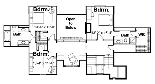 Architectural House Design - Country Floor Plan - Upper Floor Plan #928-24