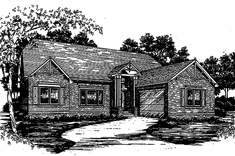Architectural House Design - Ranch Exterior - Front Elevation Plan #30-298