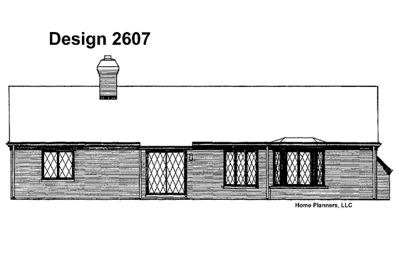 Exterior - Rear Elevation for Tudor House Plan #72-663 - 2 bed, 1.5 bath