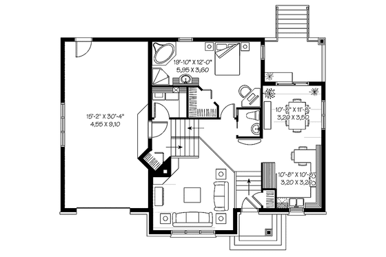 Floor Plan - Main Floor for Modern House Plan #23-2383 - 3 bed, 2.5 bath