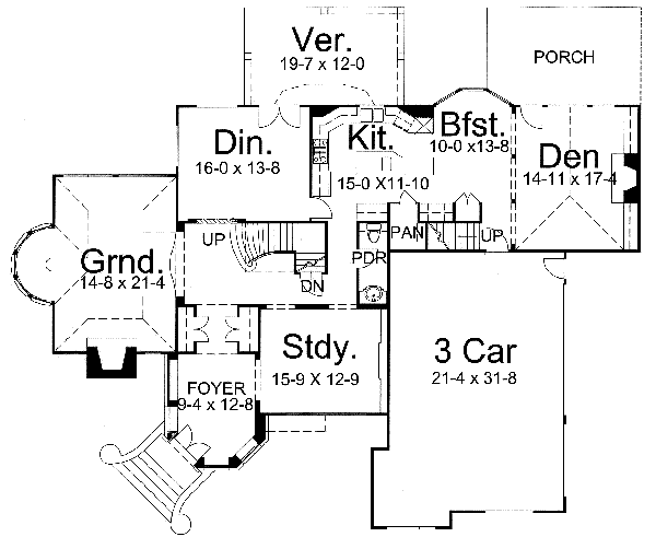House Blueprint - European Floor Plan - Main Floor Plan #119-107