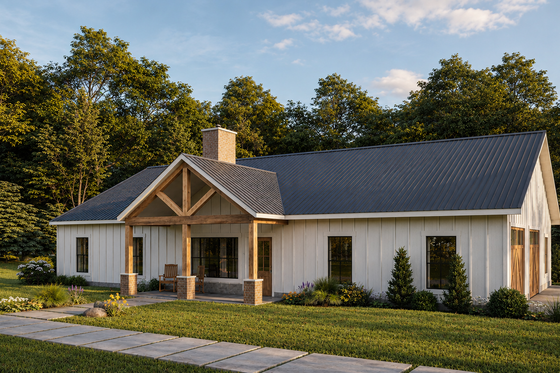 Exterior - Front Elevation 3 for Barndominium House Plan #1117-8 - 3 bed, 2.5 bath