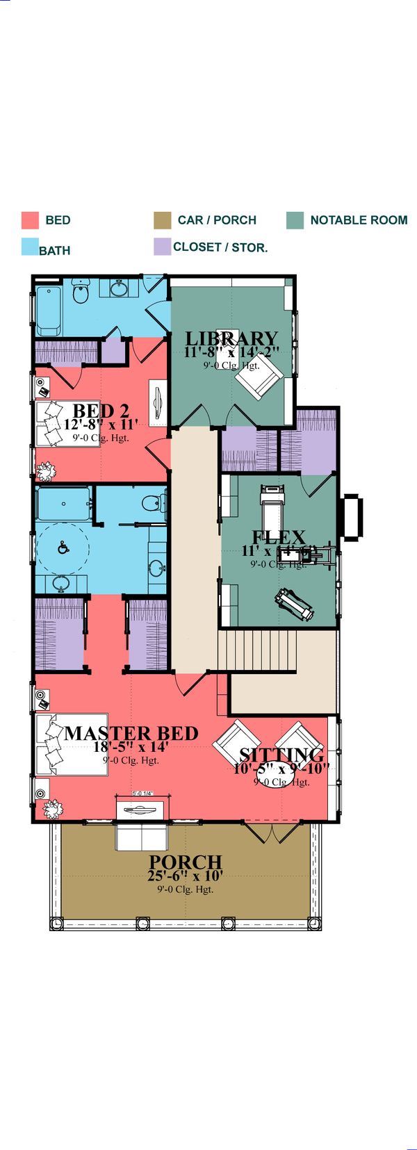Southern Floor Plan - Upper Floor Plan #63-406