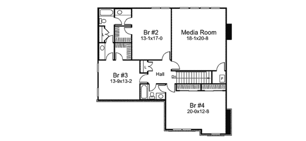 Traditional Floor Plan - Upper Floor Plan #57-388