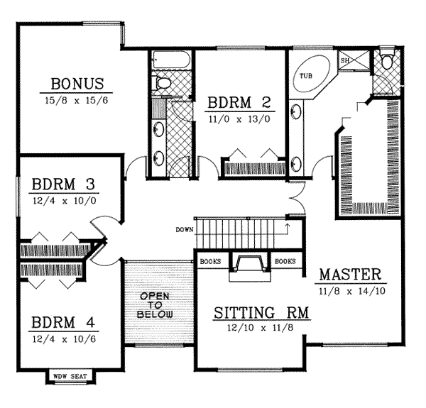 Architectural House Design - Craftsman Floor Plan - Upper Floor Plan #100-211
